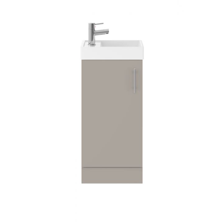 Stone Grey Premier MIN006 Compact Floor Standing Cabinet and Basin 400 mm Set of 2 Pieces 