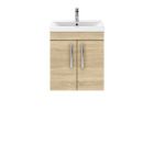 Nuie Athena Natural Oak 500mm Wall Hung Cabinet & Basin 1