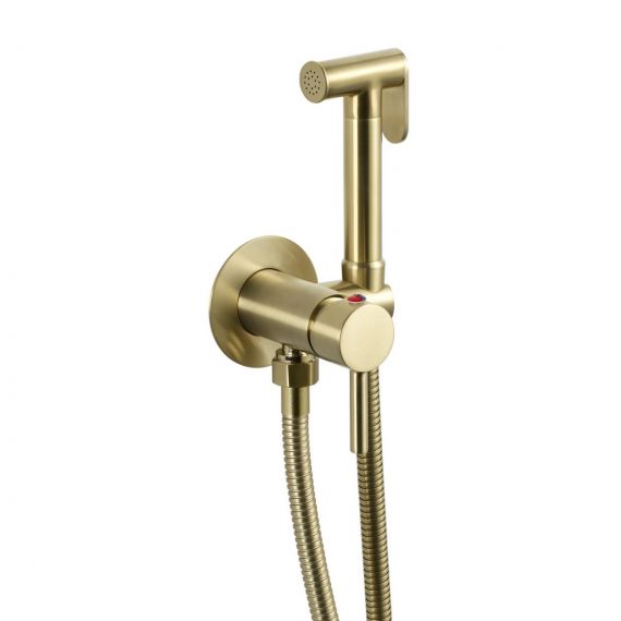 VOS Brushed Brass Single Lever Douche Set for Cold and Hot Operation
