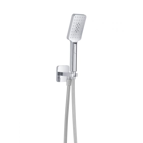 Just Taps HIX Square Water Outlet with Holder, Hose and Hand Shower Chrome 32SQUARE/WS