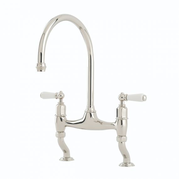 Perrin And Rowe Ionian Bridge Sink Mixer with Lever Handles Aged Brass 4193AB