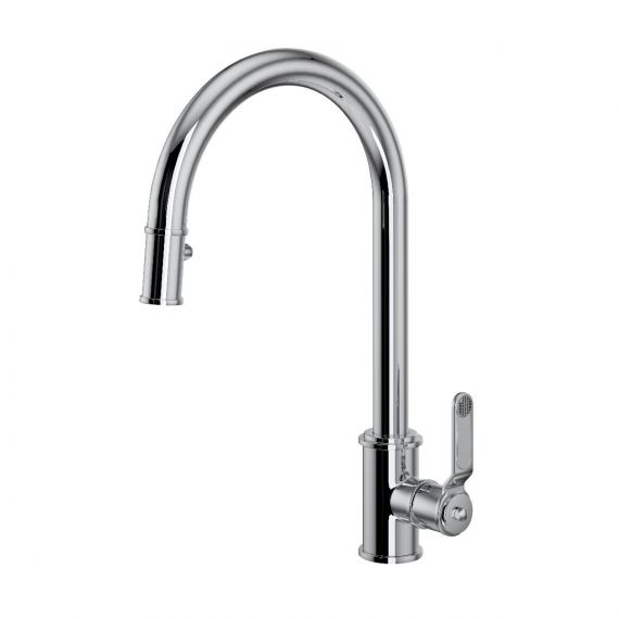 Perrin & Rowe Armstrong Single Lever Mixer With Pull Down Rinse Textured Handle Nickel