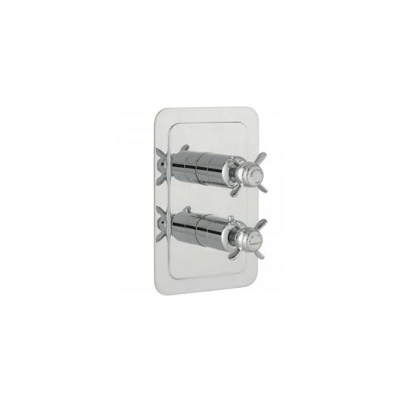 JustTaps Grovesnor Chrome Pinch Thermostatic Concealed 2 Outlet Vertical Shower Valve 98671