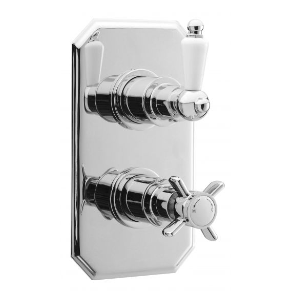 Nuie Edwardian Twin Thermostatic Concealed Shower Valve Chrome