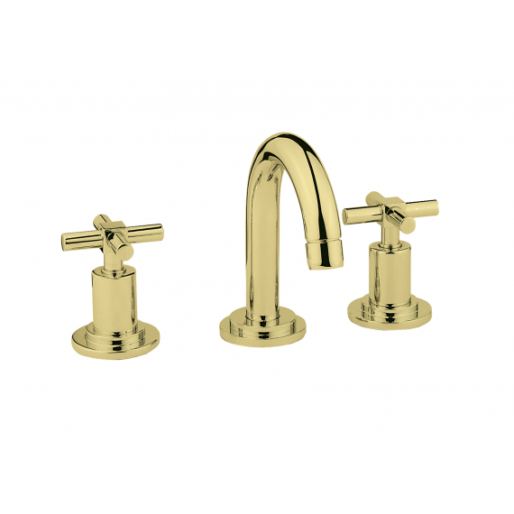 Vitra Uno 3 hole basin mixer with pop-up waste Gold