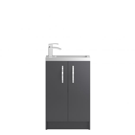 Hudson Reed Apollo Compact Gloss Grey Floor Standing 500mm Cabinet & Basin