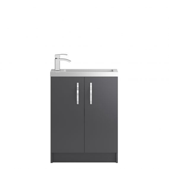 Hudson Reed Apollo Compact Gloss Grey Floor Standing 600mm Cabinet & Basin