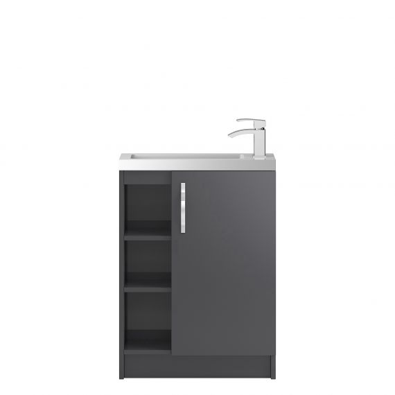 Hudson Reed Apollo Compact Gloss Grey Floor Standing 600mm Cabinet & Basin
