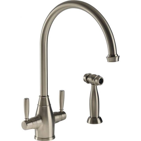 Abode Brompton Dual Lever Monobloc Kitchen Tap Pewter With Handset