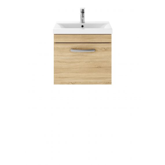 Nuie Athena Natural Oak 500mm Wall Hung Vanity With Basin 1