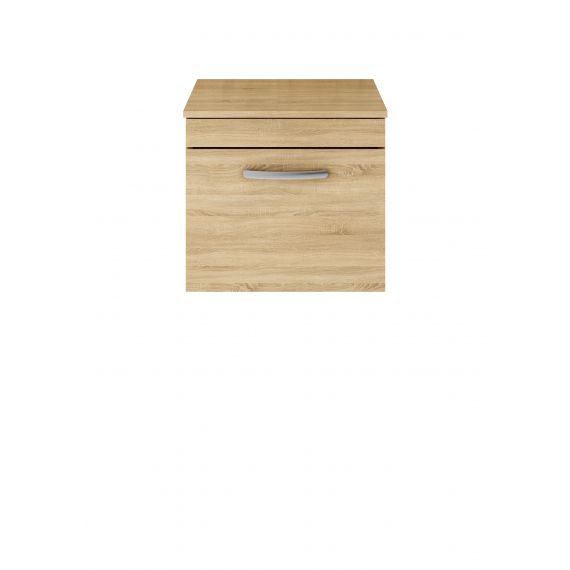 Nuie Athena Natural Oak 500mm Wall Hung Vanity With Worktop