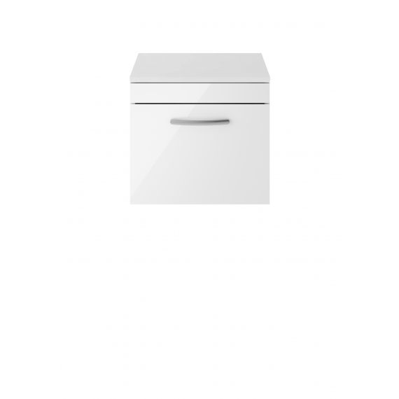 Nuie Athena Gloss White 500mm Wall Hung Vanity With Worktop