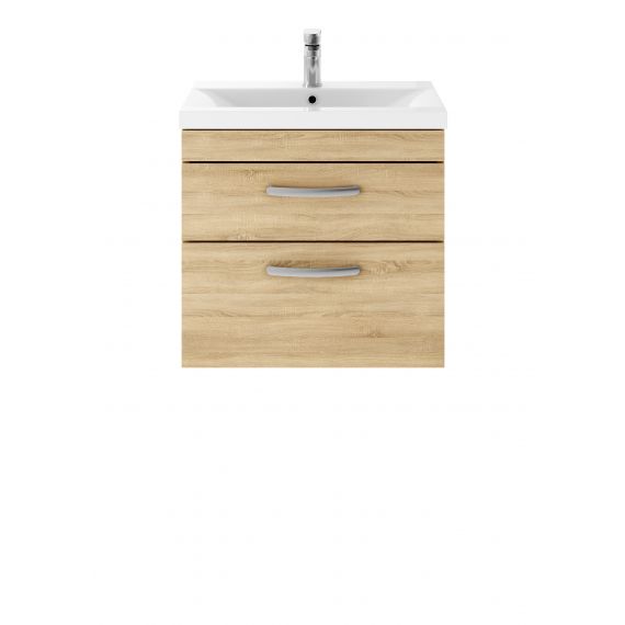 Nuie Athena Natural Oak 600mm Wall Hung Vanity With Basin 1