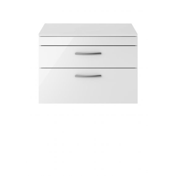 Nuie Athena Gloss White 800mm Wall Hung Vanity With Worktop