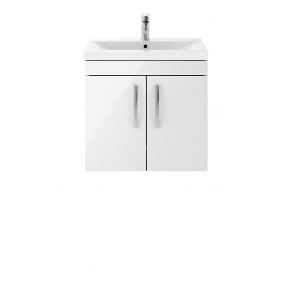 Nuie Athena Gloss White 600mm Wall Hung Cabinet & Basin 1