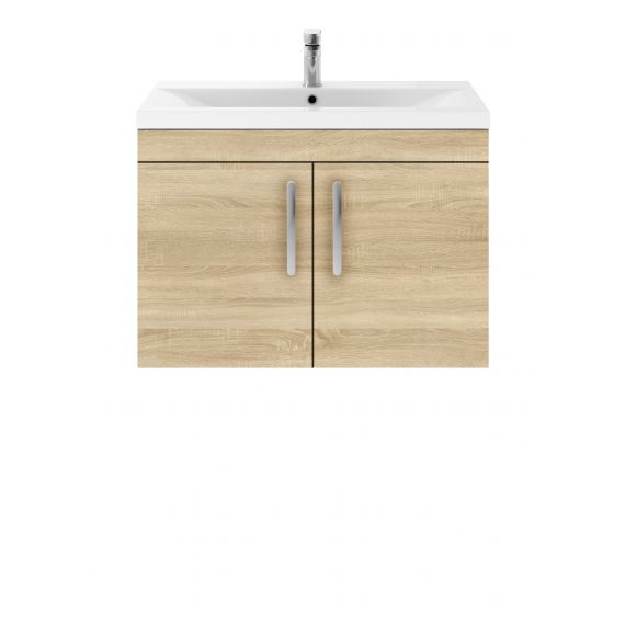 Nuie Athena Natural Oak 800mm Wall Hung Cabinet & Basin 3