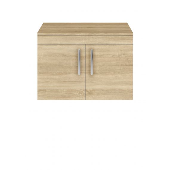 Nuie Athena Natural Oak 800mm Wall Hung Cabinet & Worktop