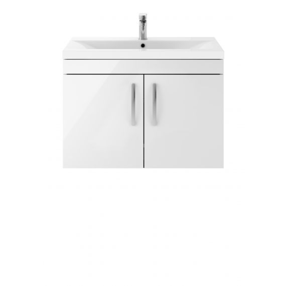 Nuie Athena Gloss White 800mm Wall Hung Cabinet & Basin 1