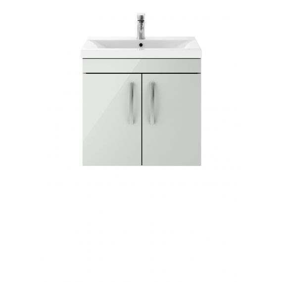 Nuie Athena Gloss Grey Mist 600mm Wall Hung Cabinet & Basin 2