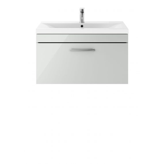 Nuie Athena Gloss Grey Mist 800mm Wall Hung Cabinet & Basin 2