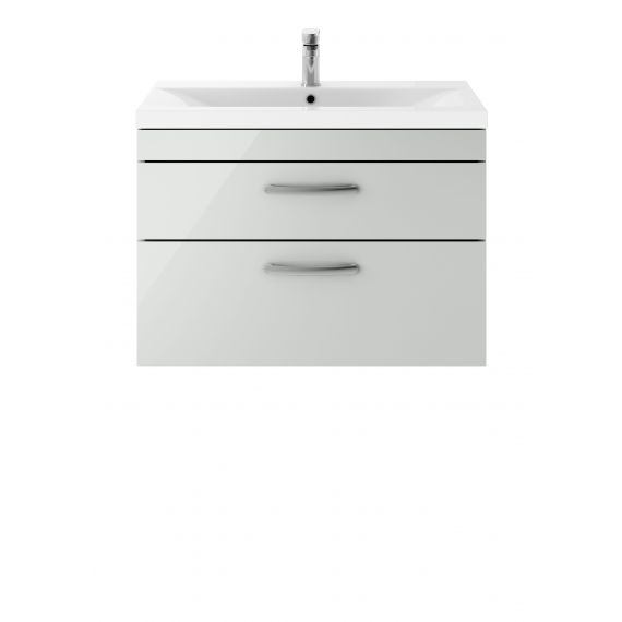 Nuie Athena Gloss Grey Mist 800mm Wall Hung Cabinet & Basin 2