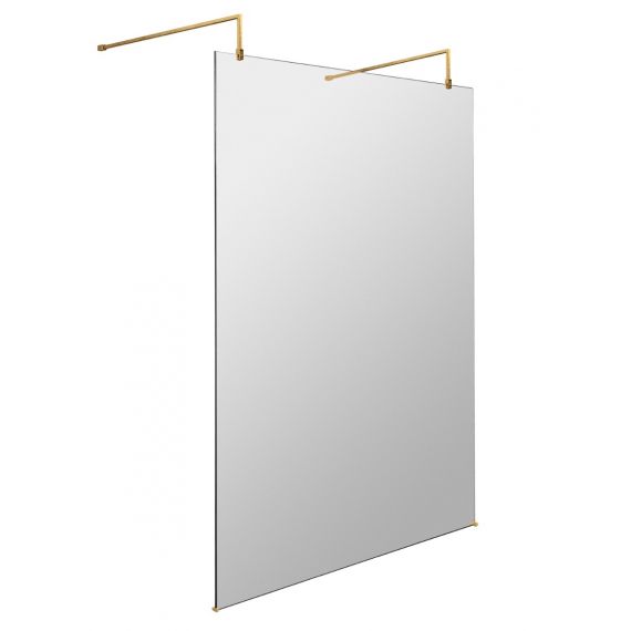 Hudson Reed Brushed Brass Free Standing Wetroom Glass Panel 1200mm 