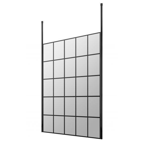 Hudson Reed 1400mm Frame Screen With Ceiling Posts Matt Black BFCP14