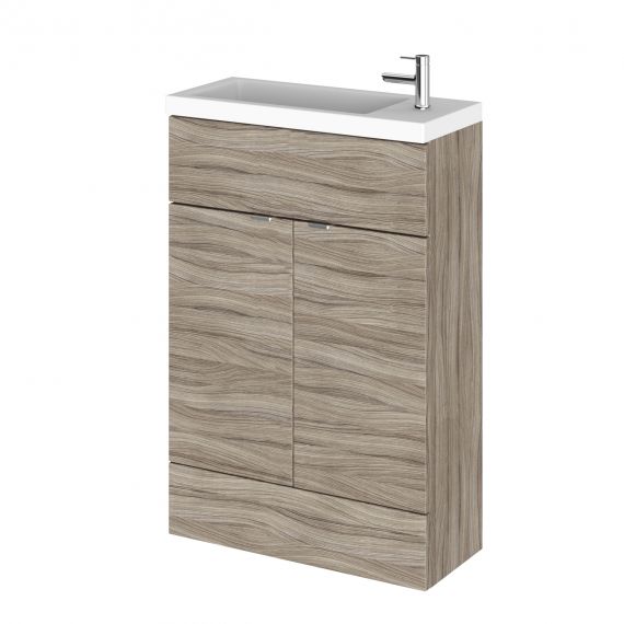 Hudson Reed Fusion Driftwood Floor Standing 600mm Vanity Unit & Basin - Compact