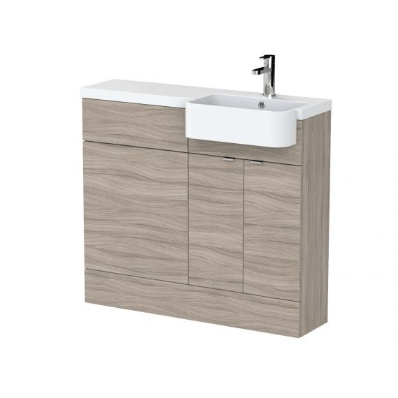 Hudson Reed Driftwood 1000mm Combination Unit & Right Hand Semi Recessed Basin
