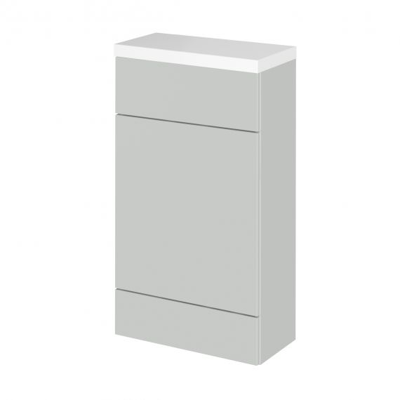 Hudson Reed Fusion Gloss Grey Mist 500mm Compact WC Unit & Polymarble Top