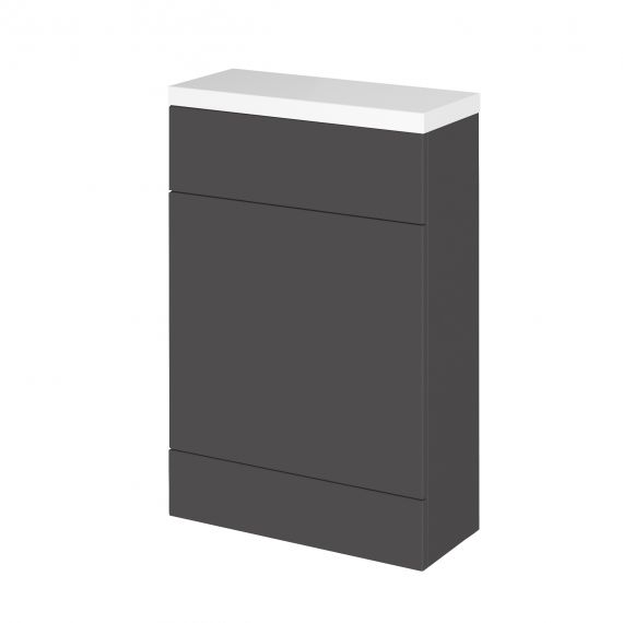 Hudson Reed Fusion Gloss Grey WC Unit & Polymarble Top - Compact