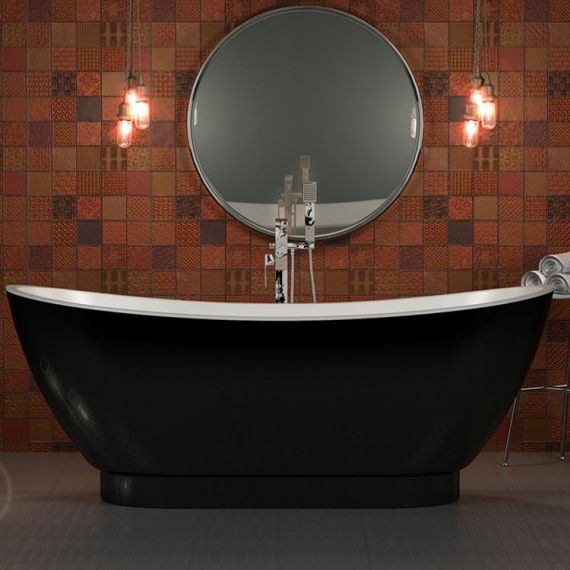 Charlotte Edwards Richmond Gloss Black 1760mm Modern Freestanding Bath CE11010-GB
