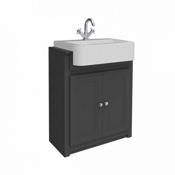 Scudo Classica Butler Traditional Floorstanding Vanity Unit With Belfast Basin Charcoal Grey Rose