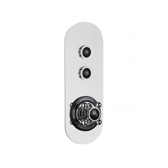 Hudson Reed Topaz Black Traditional Push Button Shower Valve (Twin Outlet)
