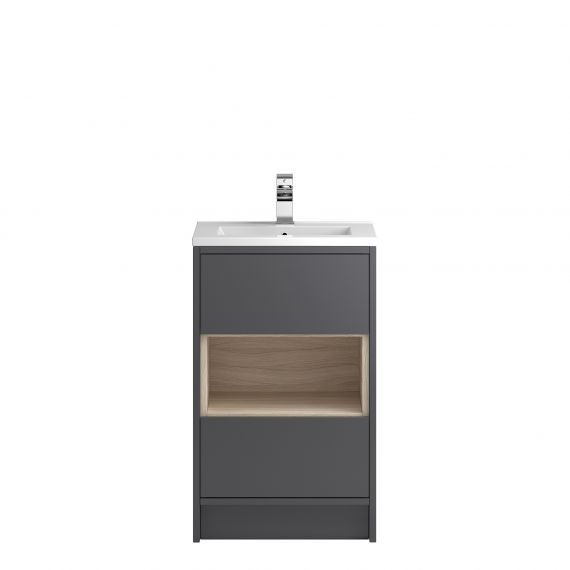 Hudson Reed Coast Gloss Grey Floor Standing 500mm Cabinet & Basin 1