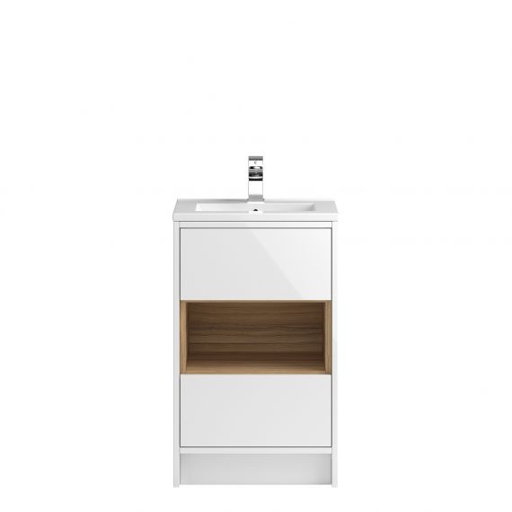 Hudson Reed Coast White Gloss Floor Standing 500mm Cabinet & Basin 2