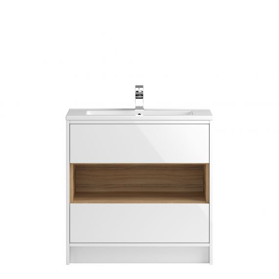 Hudson Reed Coast White Gloss Floor Standing 800mm Cabinet & Basin 2