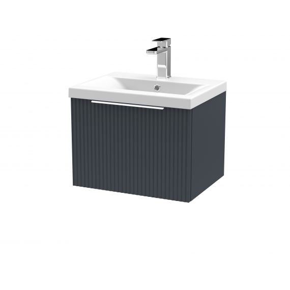 Hudson Reed 500mm Wall Hung Single Drawer Vanity & Basin 1 Satin Anthracite DFF1491A