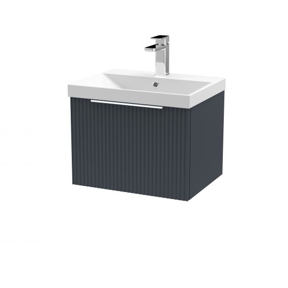 Hudson Reed 500mm Wall Hung Single Drawer Vanity & Basin 3 Satin Anthracite DFF1491D