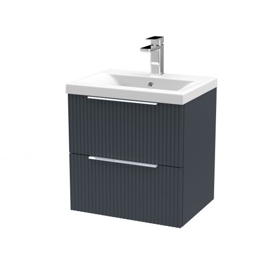 Hudson Reed 500mm Wall Hung 2 Drawer Vanity & Basin 1 Satin Anthracite DFF1492A