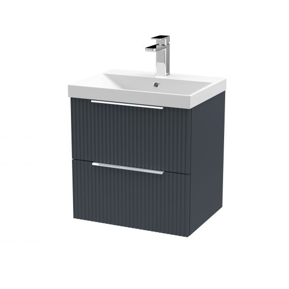 Hudson Reed 500mm Wall Hung 2 Drawer Vanity & Basin 3 Satin Anthracite DFF1492D