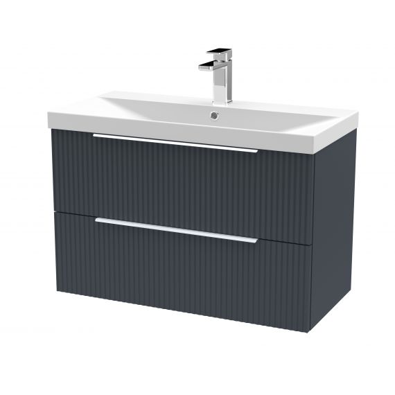 Hudson Reed 800mm Wall Hung 2 Drawer Vanity & Basin 3 Satin Anthracite DFF1495D