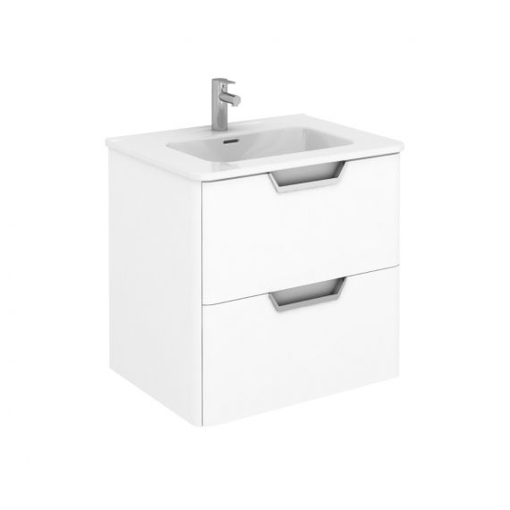 Frontline Life 600mm 2 Drawer Wall Unit - Gloss White with Basin
