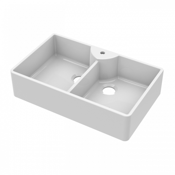 Fireclay Double Bowl Belfast Kitchen With Tap Hole Sink 895mm