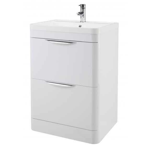 Nuie Parade Gloss White 600mm Floor Standing Cabinet & Basin