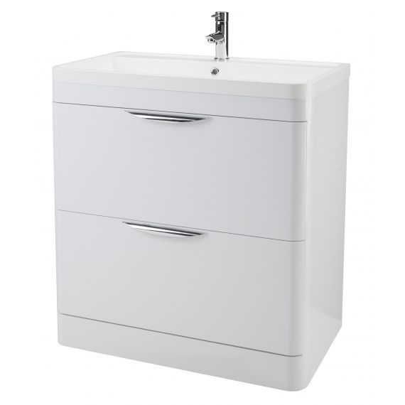 Nuie Parade Gloss White 800mm Floor Standing Cabinet & Basin