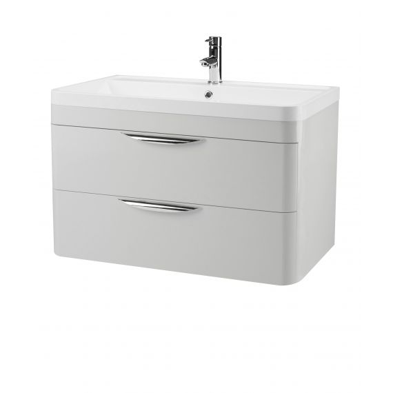 Nuie Parade Gloss Grey Mist 800mm Wall Hung Cabinet & Basin