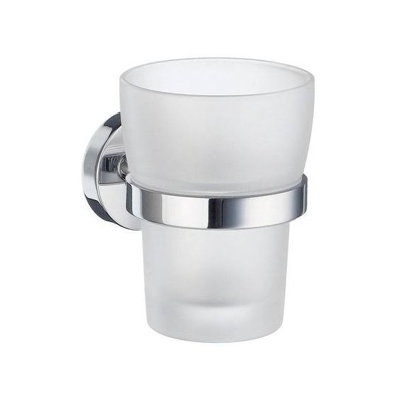 Smedbo Home Holder with Frosted Glass Tumbler Polished Chrome HK343