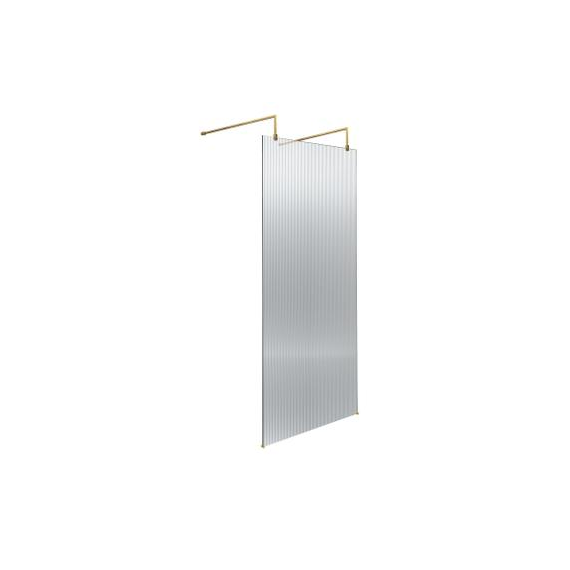 Hudson Reed 800mm Fluted Wetroom Scren with Arms & Feet Brushed Brass WRAF19580BB