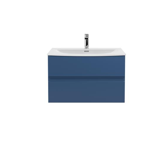 Hudson Reed 800mm Wall Hung 2 Drawer Vanity Unit & Basin 4 Satin Blue URB306G